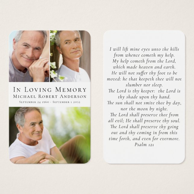 Simple Photo Sympathy Funeral Memorial Prayer Card (Front & Back)