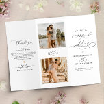 Simple Photo Tri-Fold Wedding Ceremony Program<br><div class="desc">Designed to coordinate with our Classic BnW wedding collection,  this customizable Ceremony program,  features a sweeping script calligraphy text paired with a classy serif font in black. Background & text colours can be changed to match any color theme. Matching items available.</div>
