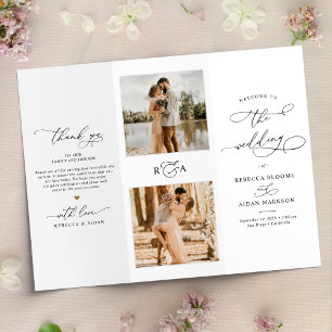 Simple Photo Tri-Fold Wedding Ceremony Program