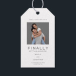 Simple Photo Typography Grey Save The Date Gift Ta Tags<br><div class="desc">Simple and modern Save The Date with your photo and minimalist grey typography on a white background. Easily personalise the text and replace the photo with your own. A photo cropped to square before uploading will work best so your subject fits correctly in the placeholder. You can also change the...</div>