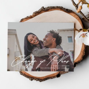Simple Photo Wedding Change of Plans with New Date Announcement
