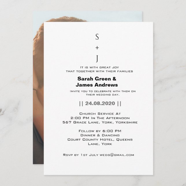 Simple Photo Wedding Invitation (Front/Back)