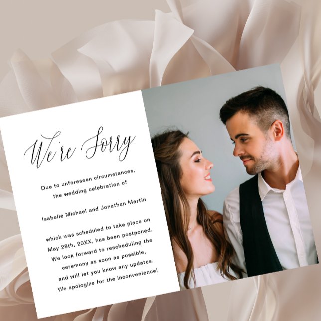 Simple Photo Wedding Postponement Announcement (Creator Uploaded)