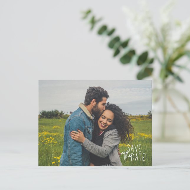 Simple Photo Wedding Save the Date Announcement Postcard (Standing Front)