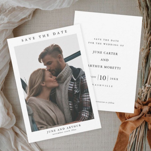 Simple Photo Wedding Save the Date Invitation (Simple photo wedding save the date announcement cards.)