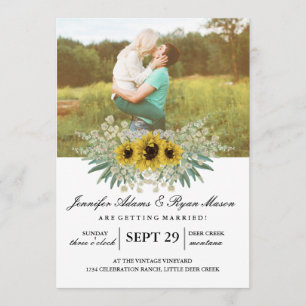 Simple Photo Wedding Sunflowers 2 Invitation