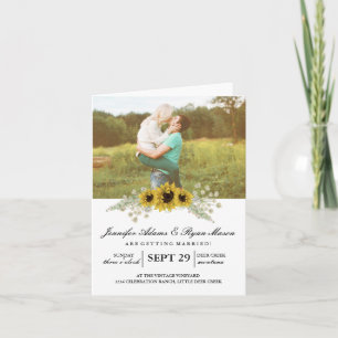 Simple Photo Wedding Sunflowers Invitation