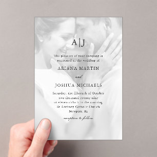 Simple Photo Wedding with Classic Monogram Acrylic Invitations