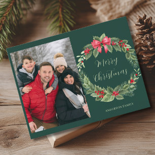 Simple Photo Wreath Merry Christmas  Holiday Postcard