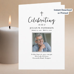 Simple Photos Classic Donwloadable Funeral Program Card