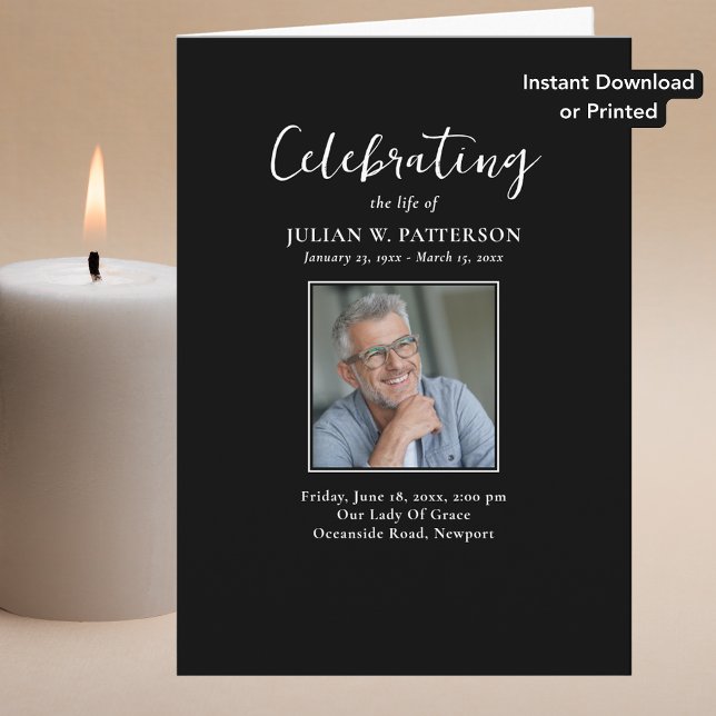 Simple Photos Digital Celebration of Life Program Card (Creator Uploaded)