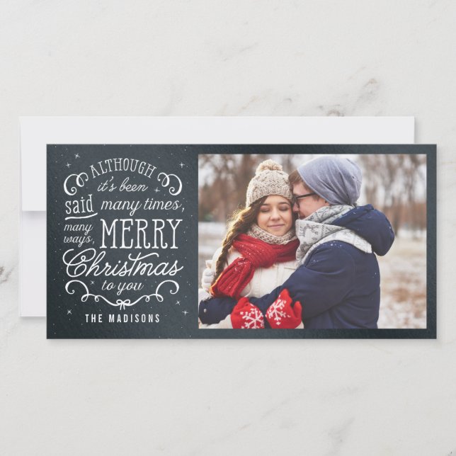 Simple Phrase Editable Colour Holiday Photo Card (Front)