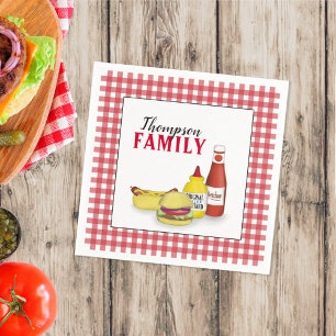 Simple Picnic Watercolor Hamburger Hotdog Cute Napkin