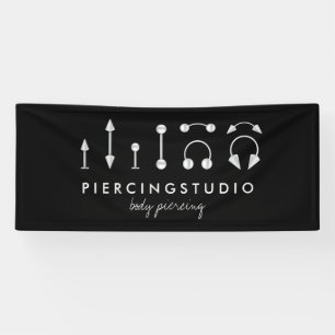 Simple Piercing Tattoo Studio Black Banner