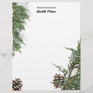 Simple Pine cone And Pine Leaves Winter Christmas Custom Letterhead
