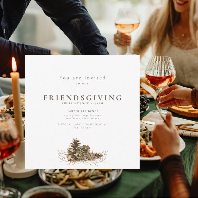 Simple Pine Cone Friendsgiving  Invitation (Creator Uploaded)