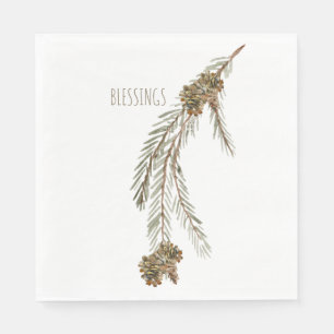 Simple Pine Cones Blessings Thanksgiving Luncheon Napkin