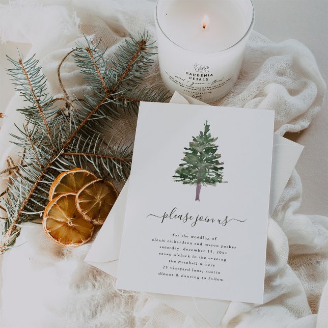 Simple Pine | Holiday Wedding Invitation (Creator Uploaded)