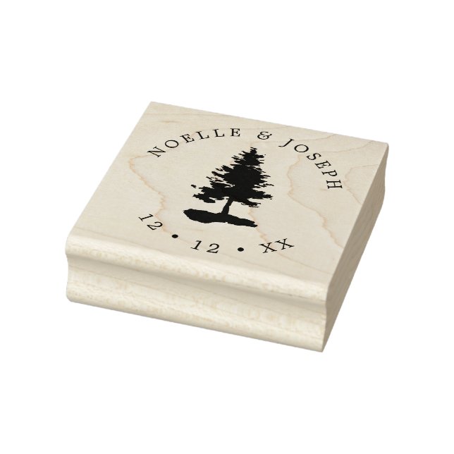 Simple Pine Tree Wedding Rubber Stamp (Stamp)