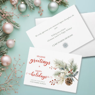 Simple Pinecones Branches Berries Business Holiday Card