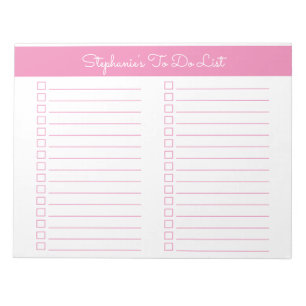 Simple Pink 8.5x11 Two Column Checklist Notepad