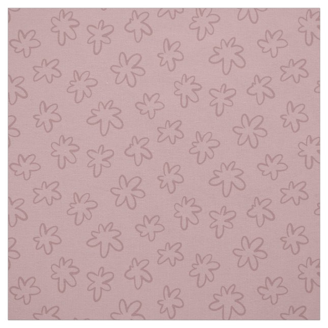 Simple Pink Abstract Hand Drawn Flowers Fabric (Swatch)