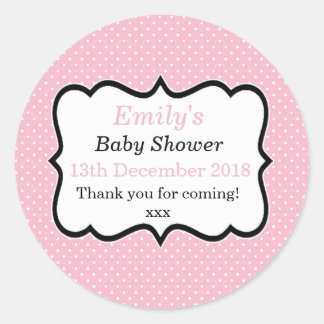 Simple pink and black modern polka dot dots labels