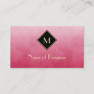 Simple Pink and Black Professional Gold Monogram Business Card