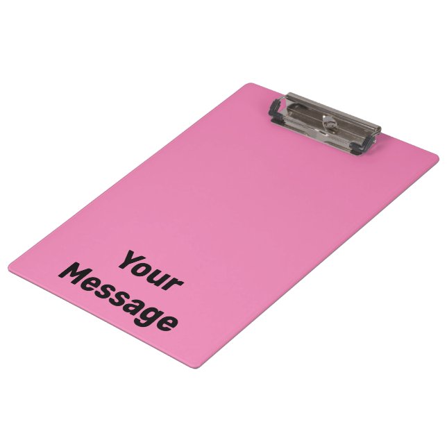 Simple Pink and Black Your Message Text Template Clipboard (Angled)
