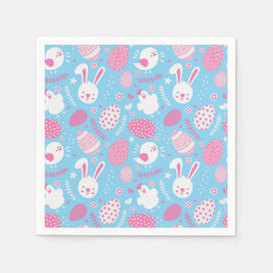 Simple Pink and Blue Easter Pattern Paper Napkin