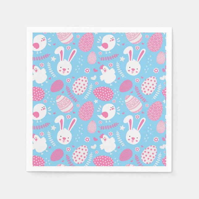 Simple Pink and Blue Easter Pattern | Paper Napkin (Front)
