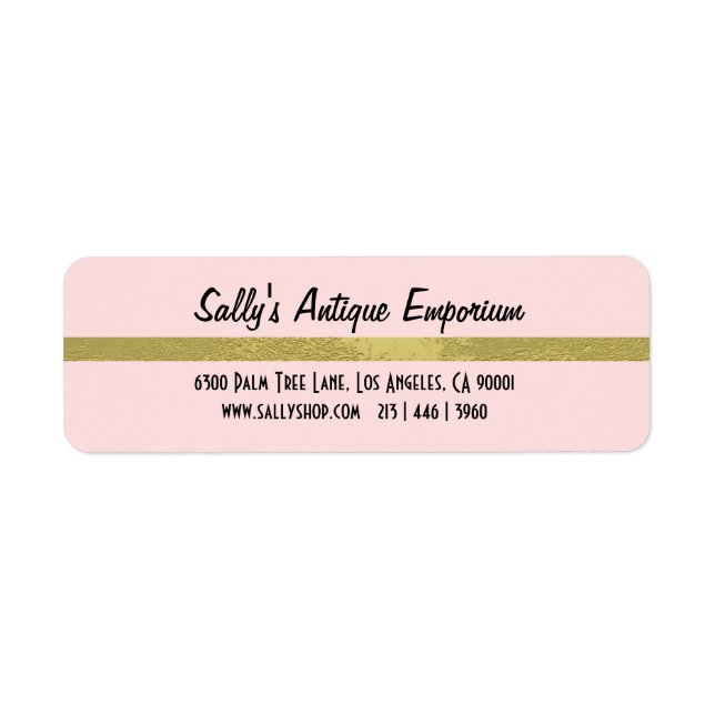 Simple Pink and Gold Stripe Return Address (Front)