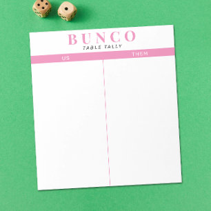 Simple Pink and White Bunco Table Tally Notepad