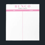 Simple Pink and White Bunco Table Tally Notepad<br><div class="desc">Toss a sheet on each table for the person keeping tally of the score and streamline your Bunco game with these ready to go and easy to use tear off tally sheets with two blank columns and pink accents.</div>