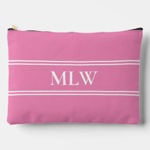 Simple Pink and White Monogram Template Accessory Pouch