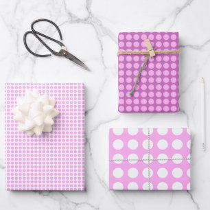 Simple Pink and White Polka Dots Pattern Wrapping Paper Sheet