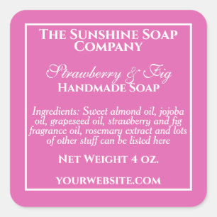 Simple pink and white soap cosmetics label