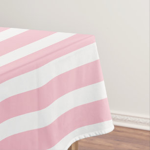 Simple Pink And White Stripes Pattern Tablecloth