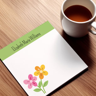 Simple Pink and Yellow Floral Post-it Notes