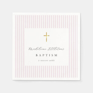 Simple Pink Baby Girl Baptism Paper Napkins