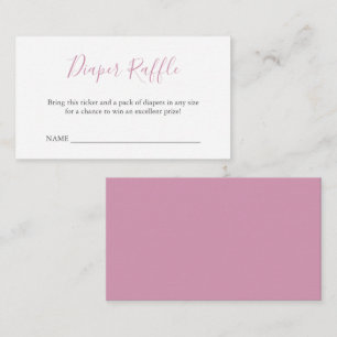 Simple Pink Baby Shower Diaper Raffle Enclosure  Card