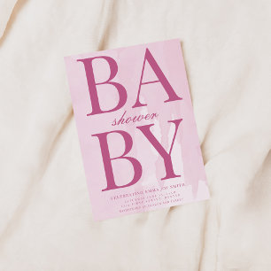 Simple Pink Baby Shower Invitation