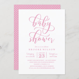 Simple Pink Baby Shower Invitation