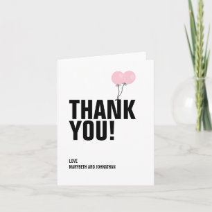 Simple Pink Balloon Baby Shower Thank You Card