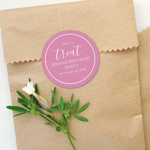 Simple Pink Birthday Calligraphy Cute Party Label