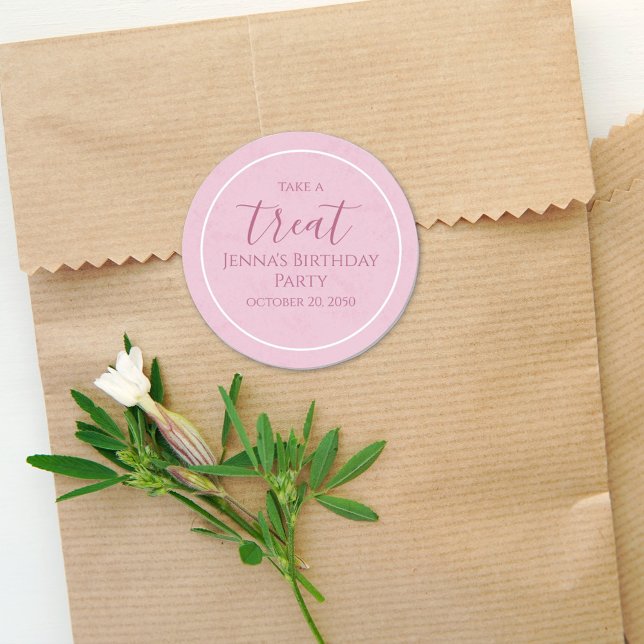 Simple Pink Birthday Calligraphy Cute Party Label (Creator Uploaded)