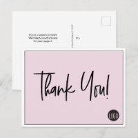 Simple Pink Black Company Logo Custom Thank You 