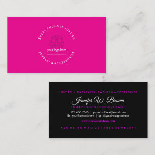 Simple Pink Black Jewellery Custom Logo Business Card