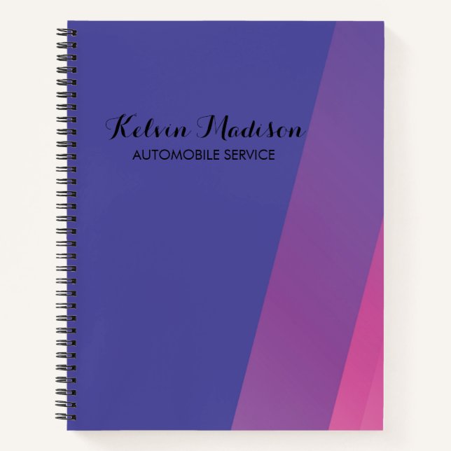 Simple pink blue diagonal lines notebook (Front)