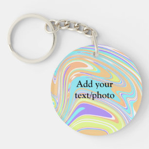 Simple pink blue orange yellow abstract add name t key ring
